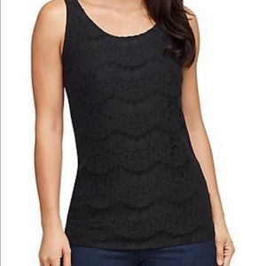 Van Heusen- Black Sleeveless Lace-Front Top
